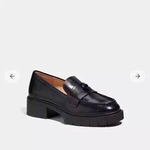 Coach Black Leather Platform Loafers